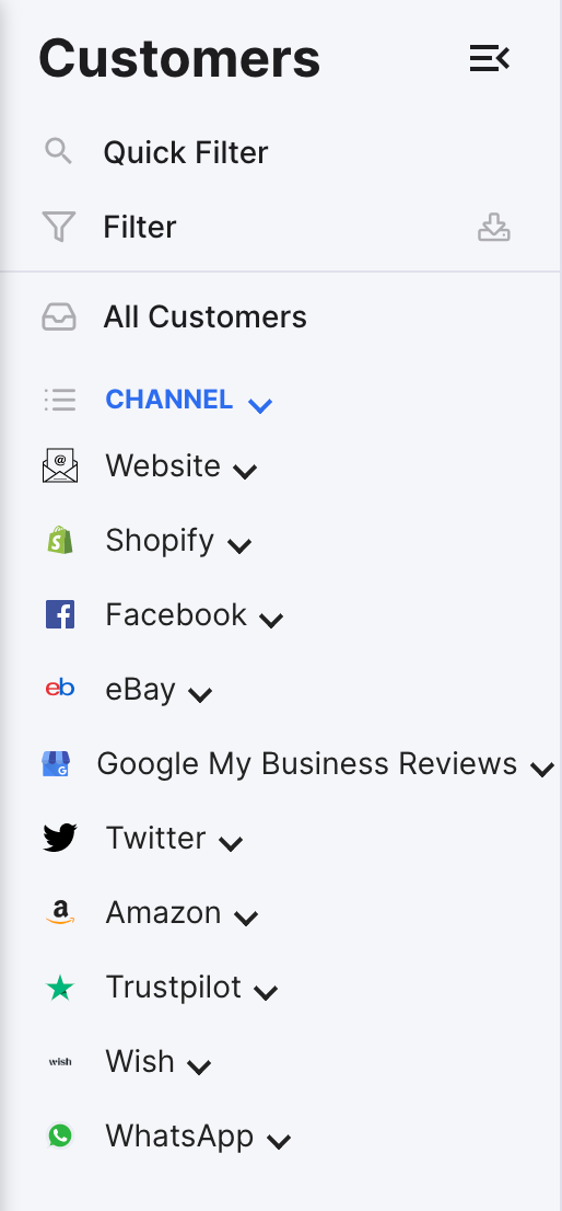 Customer View menu