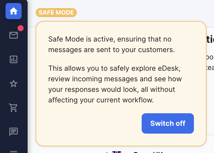 Safe mode modal