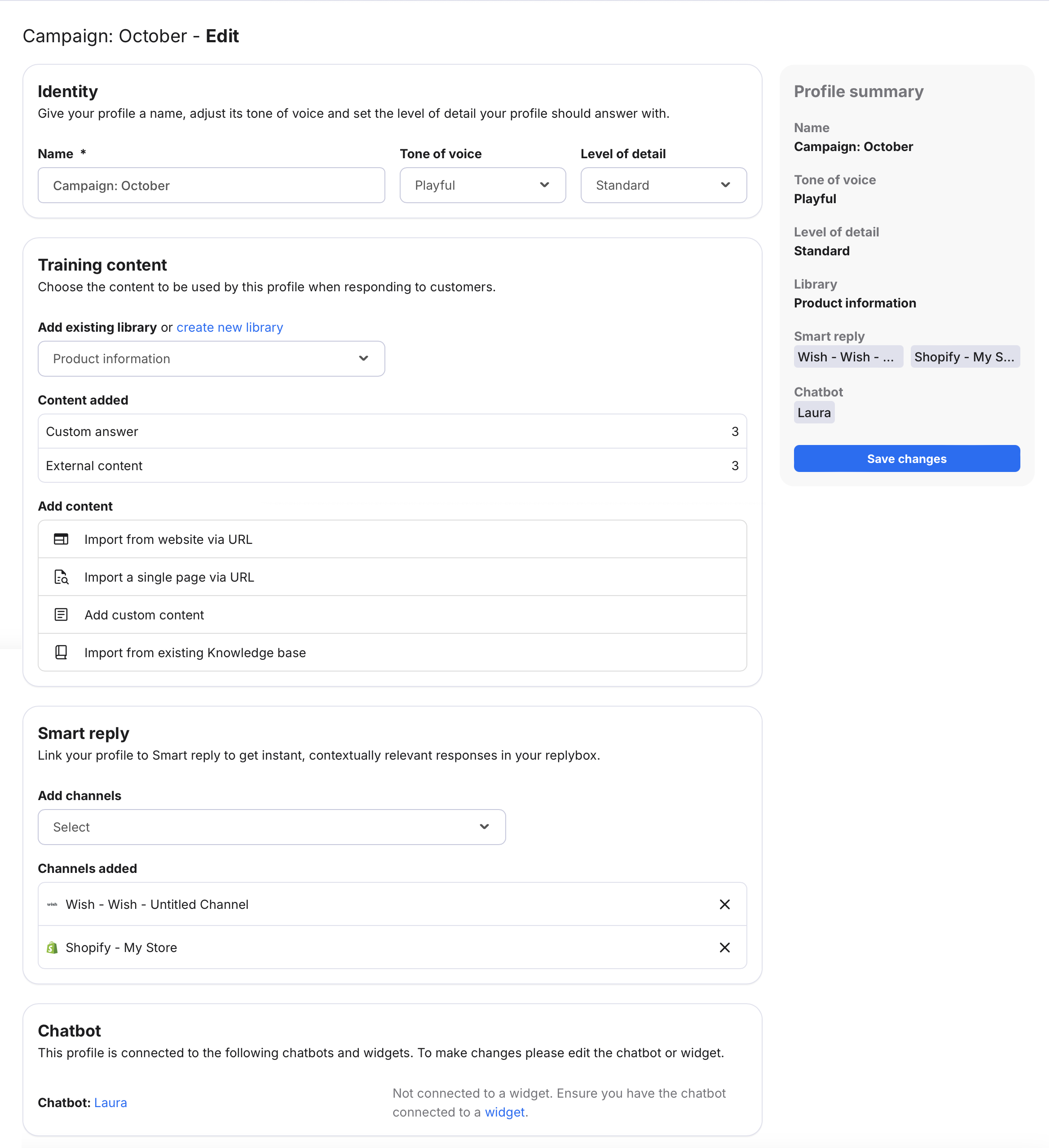 Edit Profile page