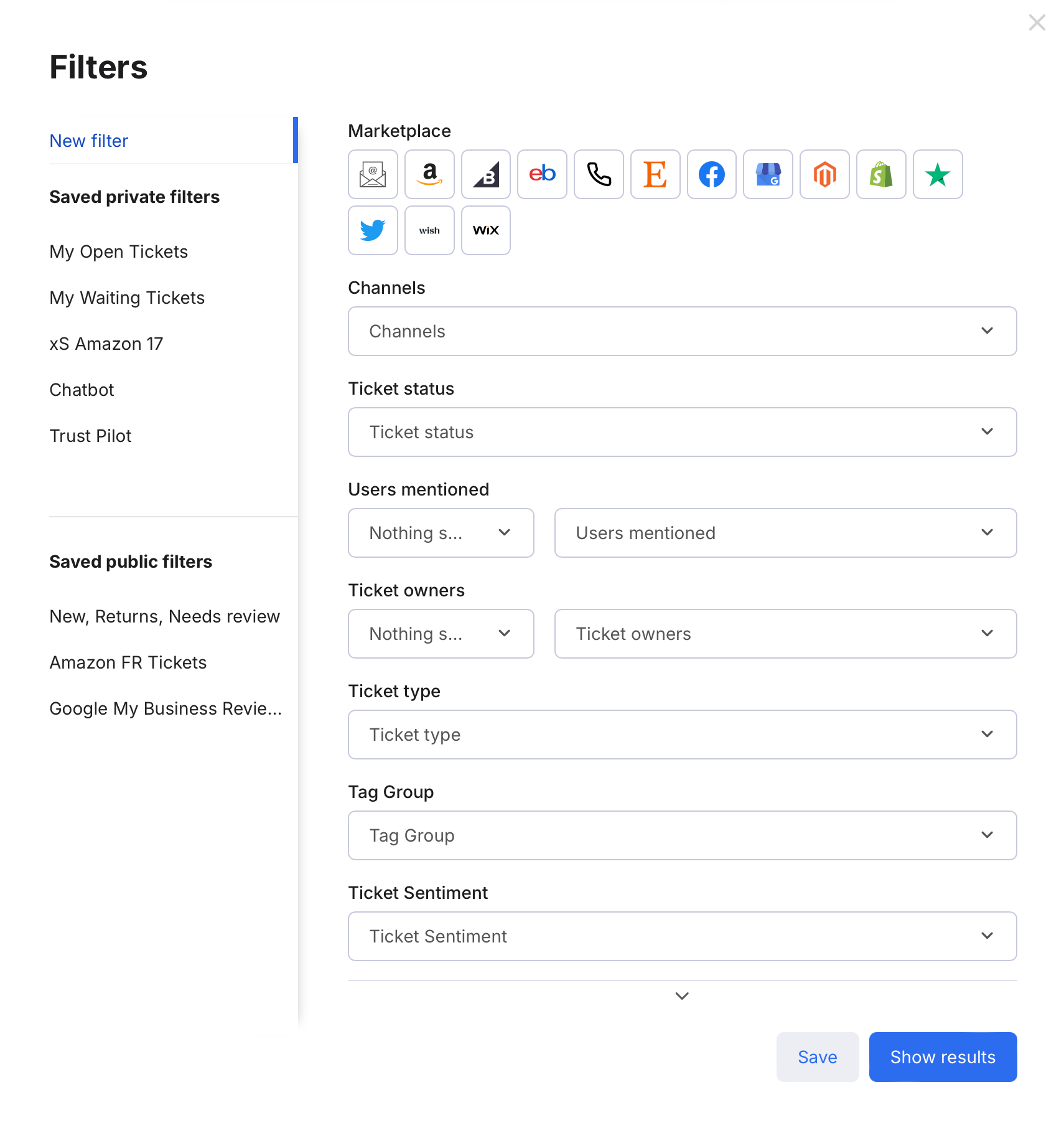 Filters window.