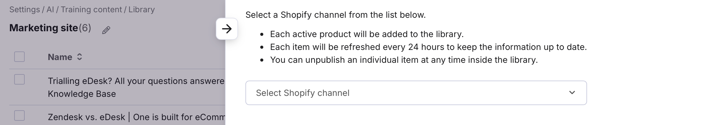 The Shopify Product Feed fields.