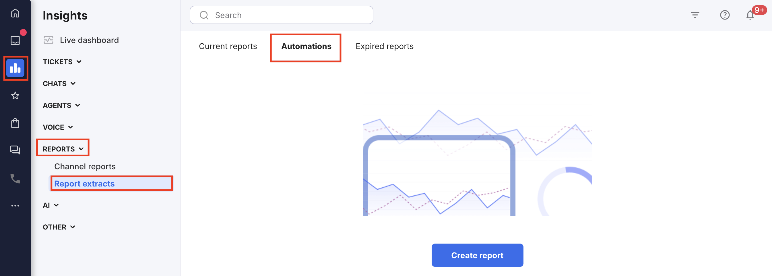 The Automated reports tab.