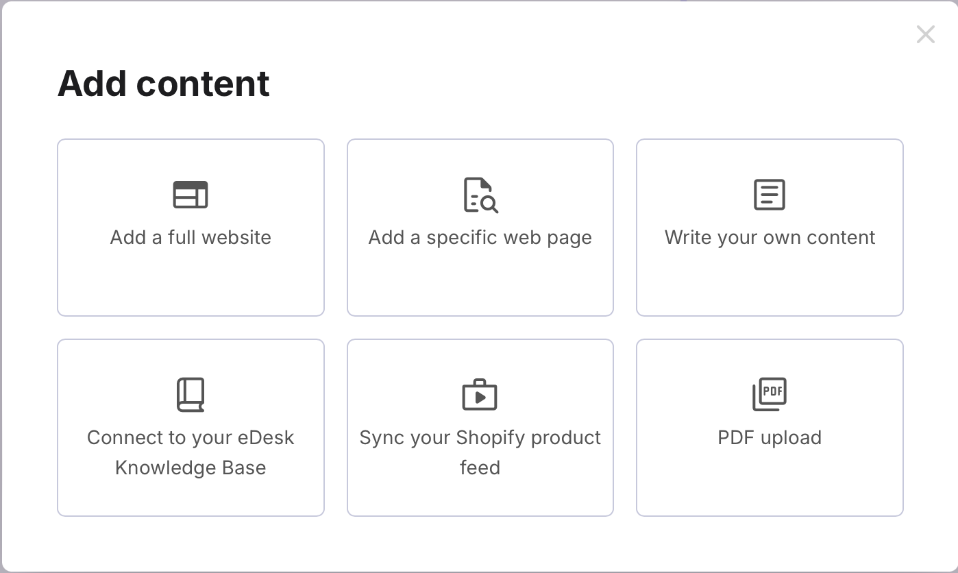 Select one of the tiles in the Add Content window.