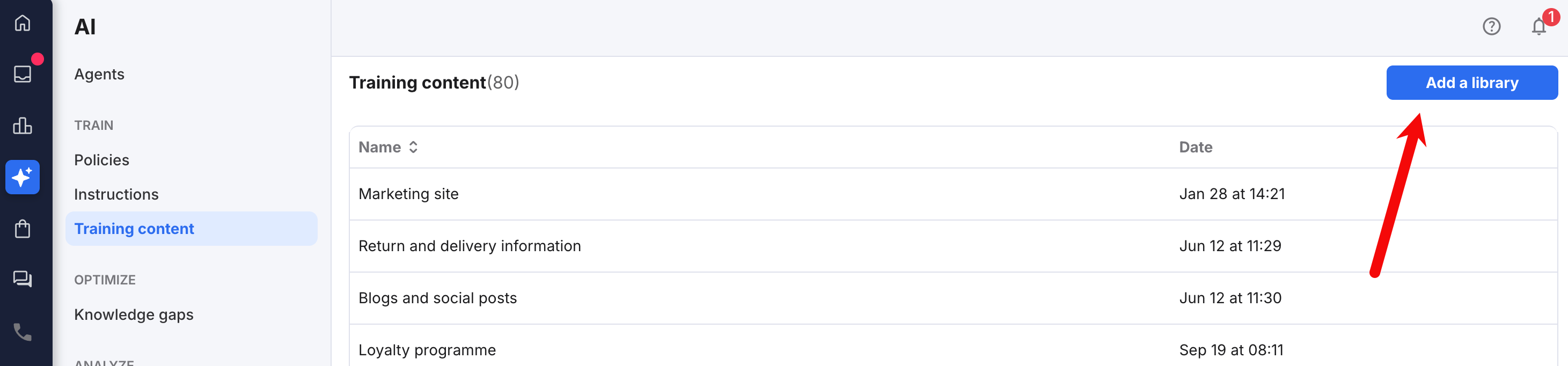 Add A Library button