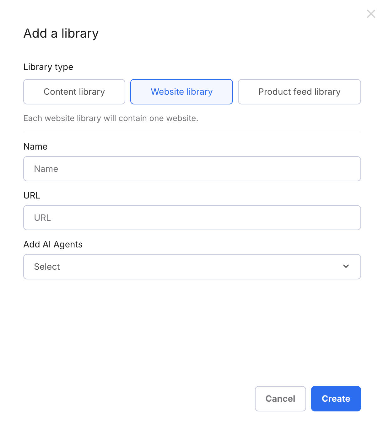 Website library fields