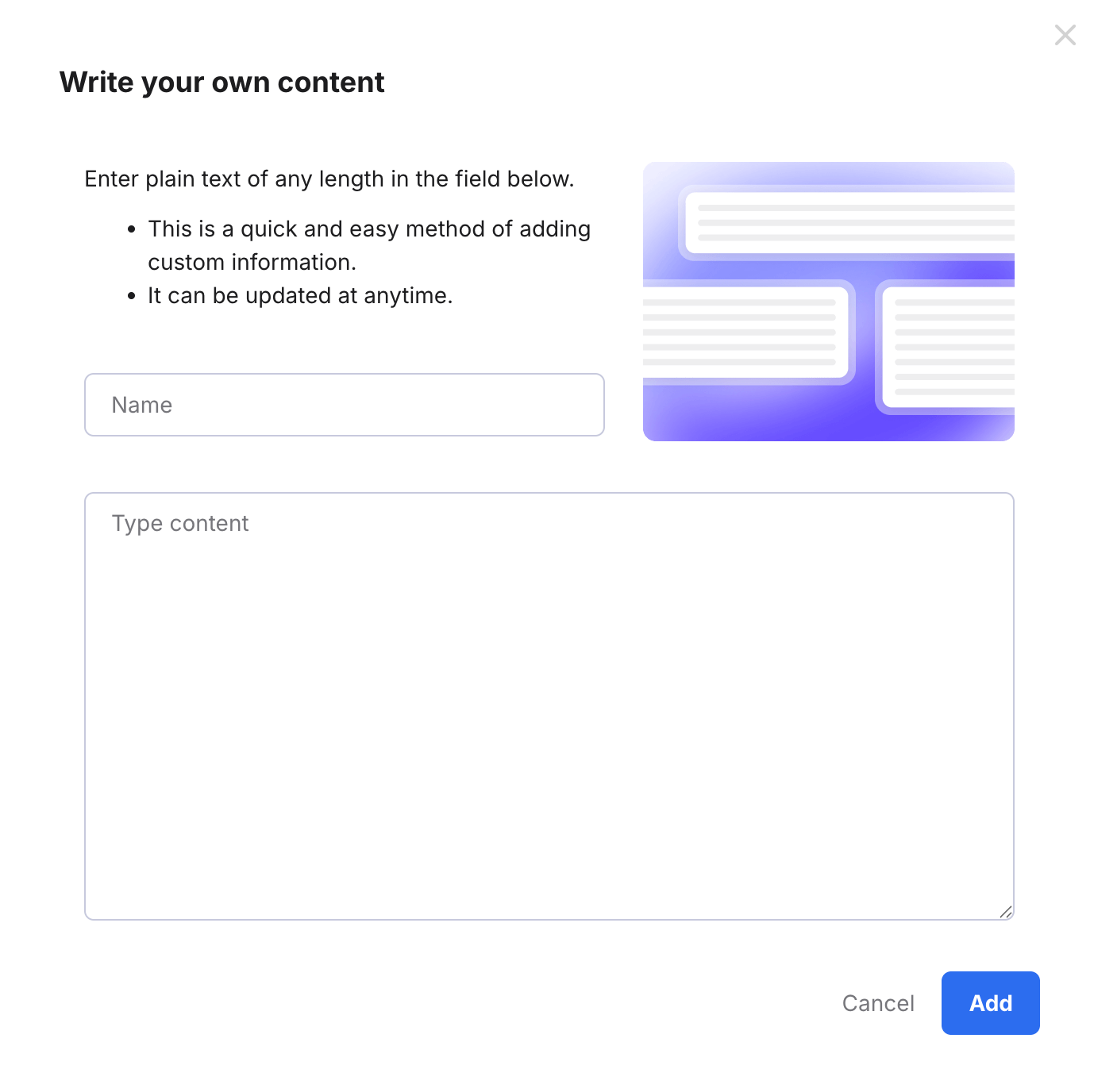 Write your own content