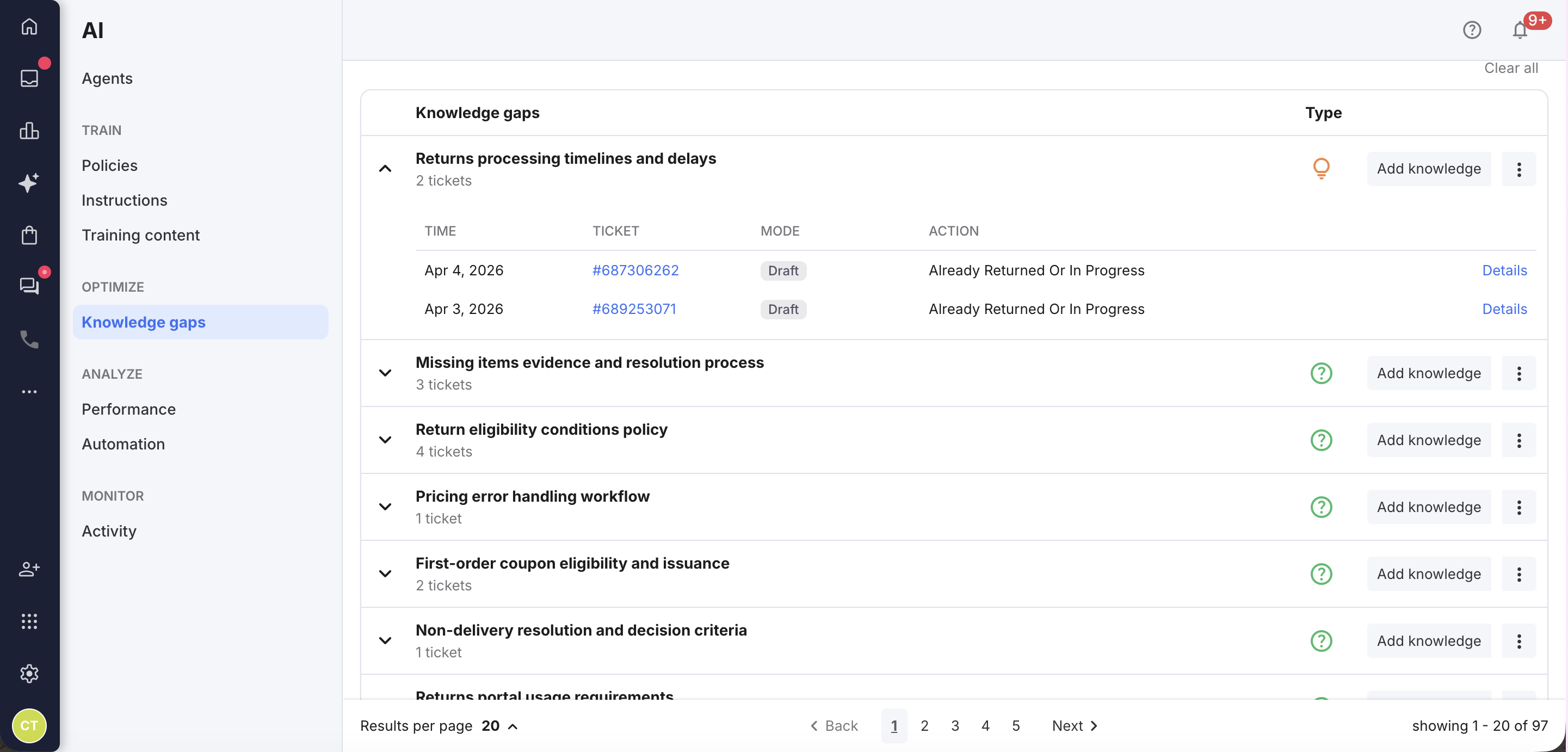 Expanded view of a topic