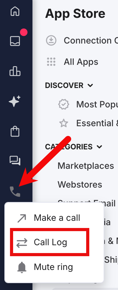 Call Log menu option