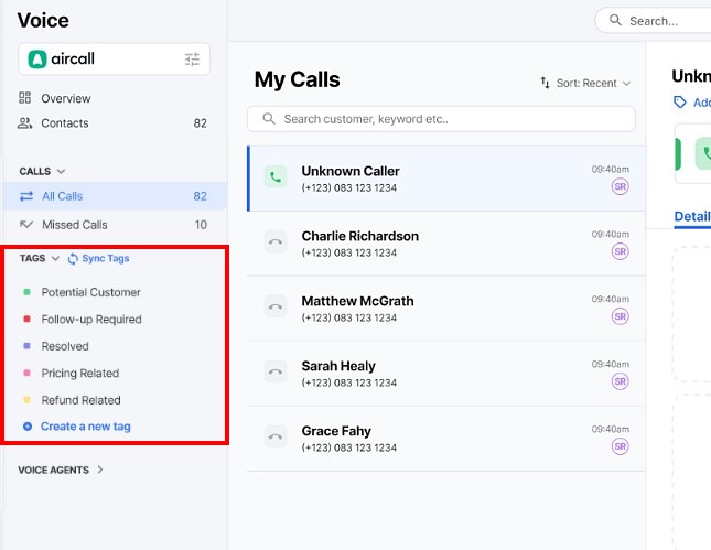 Tags in eDesk Voice