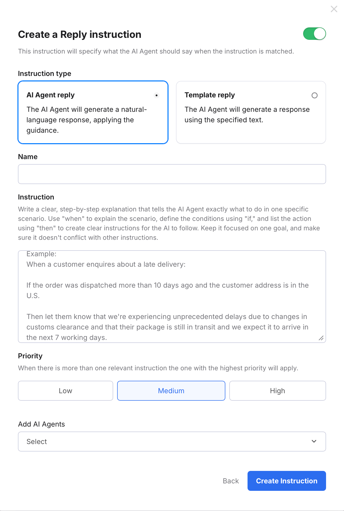 Reply Instructions (AI Agent reply)