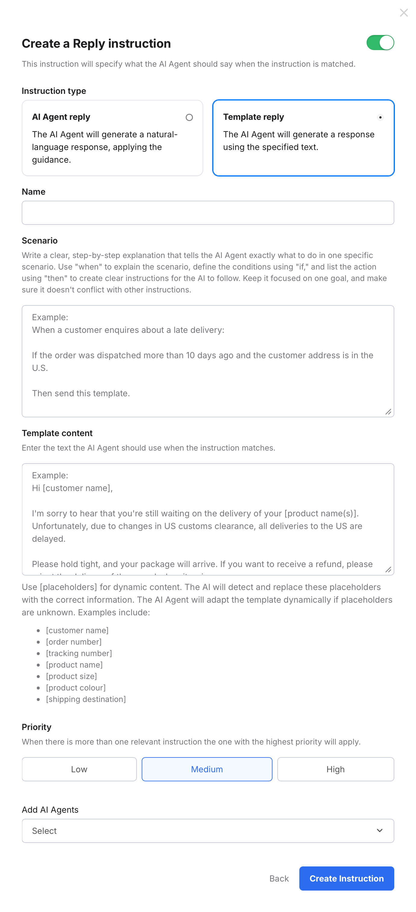 Reply Instructions (Template reply)