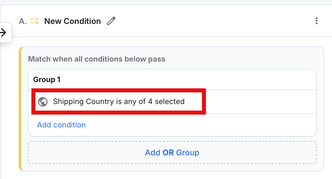 Showing the created condition