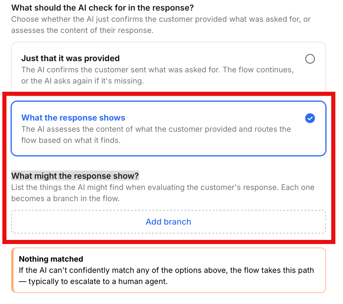 What the response shows fields