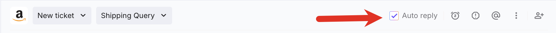 The Auto Reply checkbox at the top of a ticket.