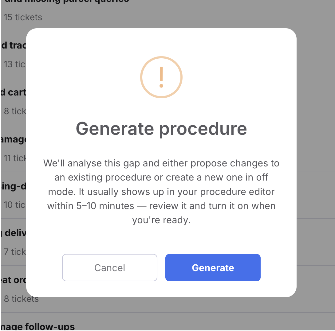 Generate procedure window