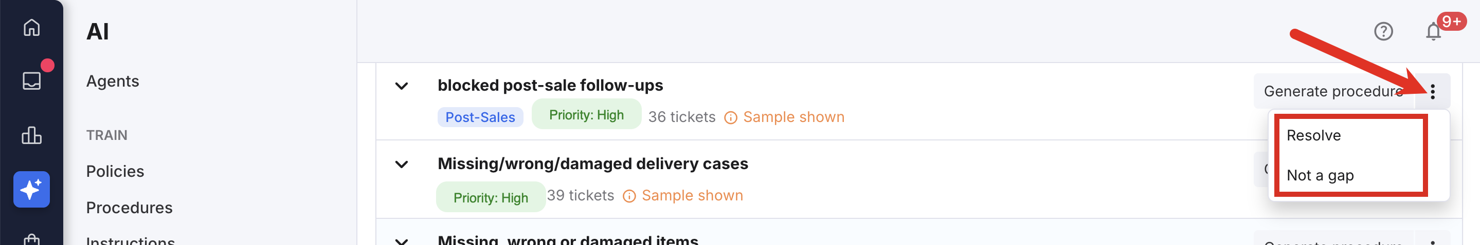 Resolve and Not a Gap menu items
