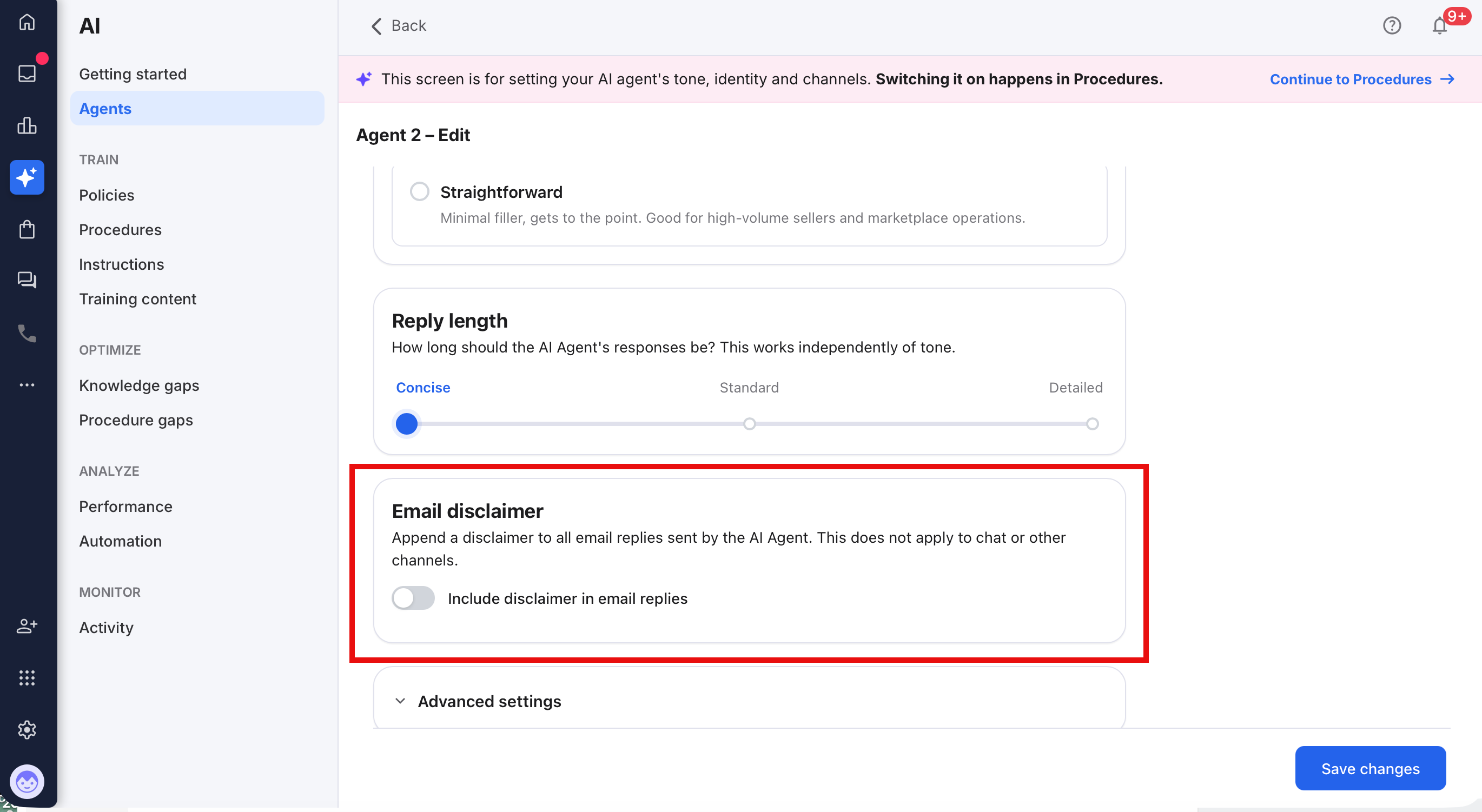 Email disclaimer section