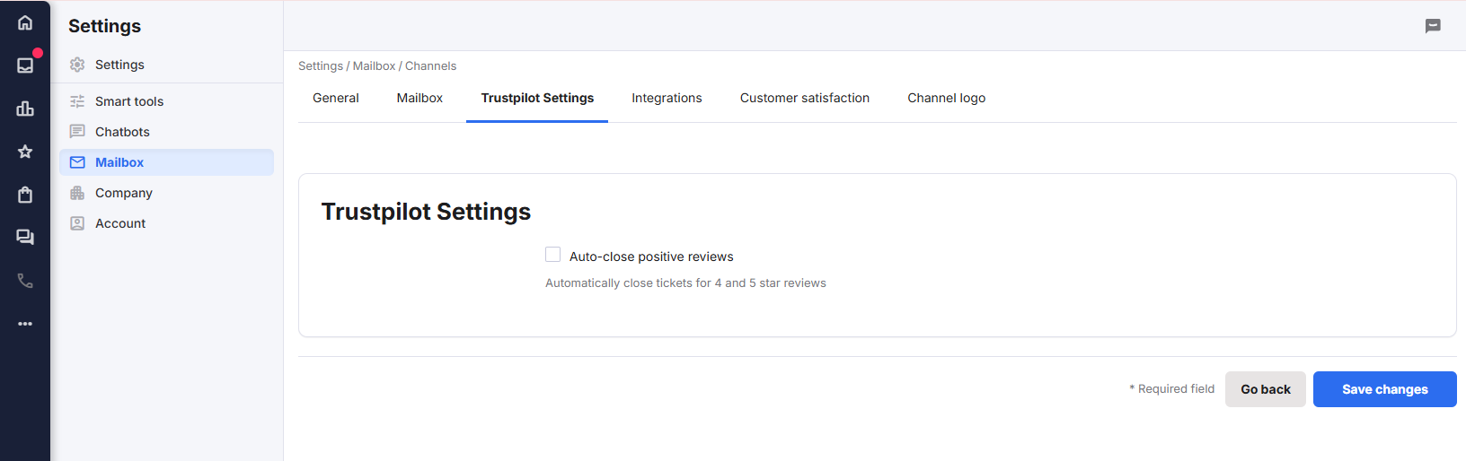 Autoclose feature in eDesk for Trustpilot tickets