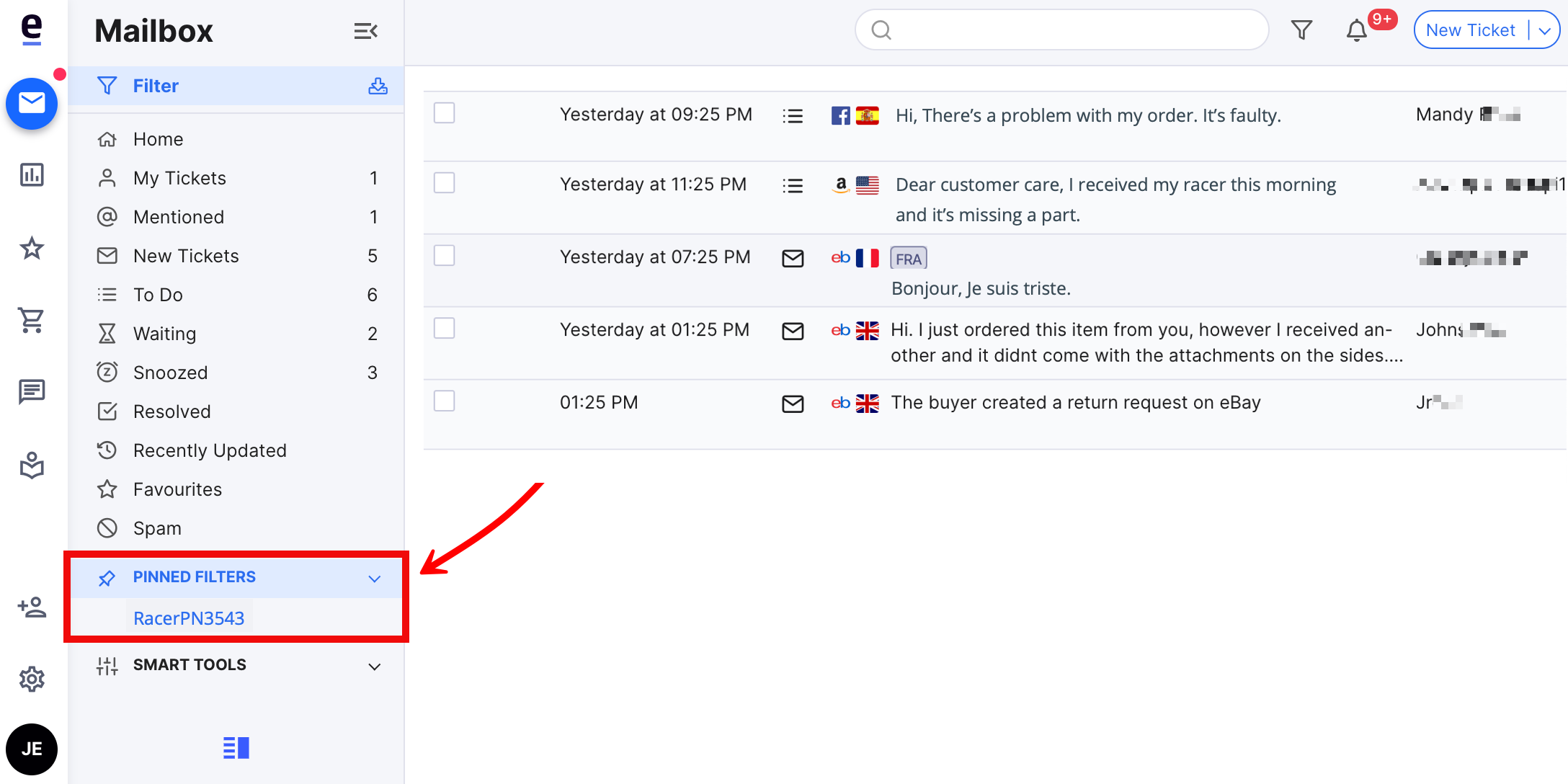 Use Pinned Filters to create custom views