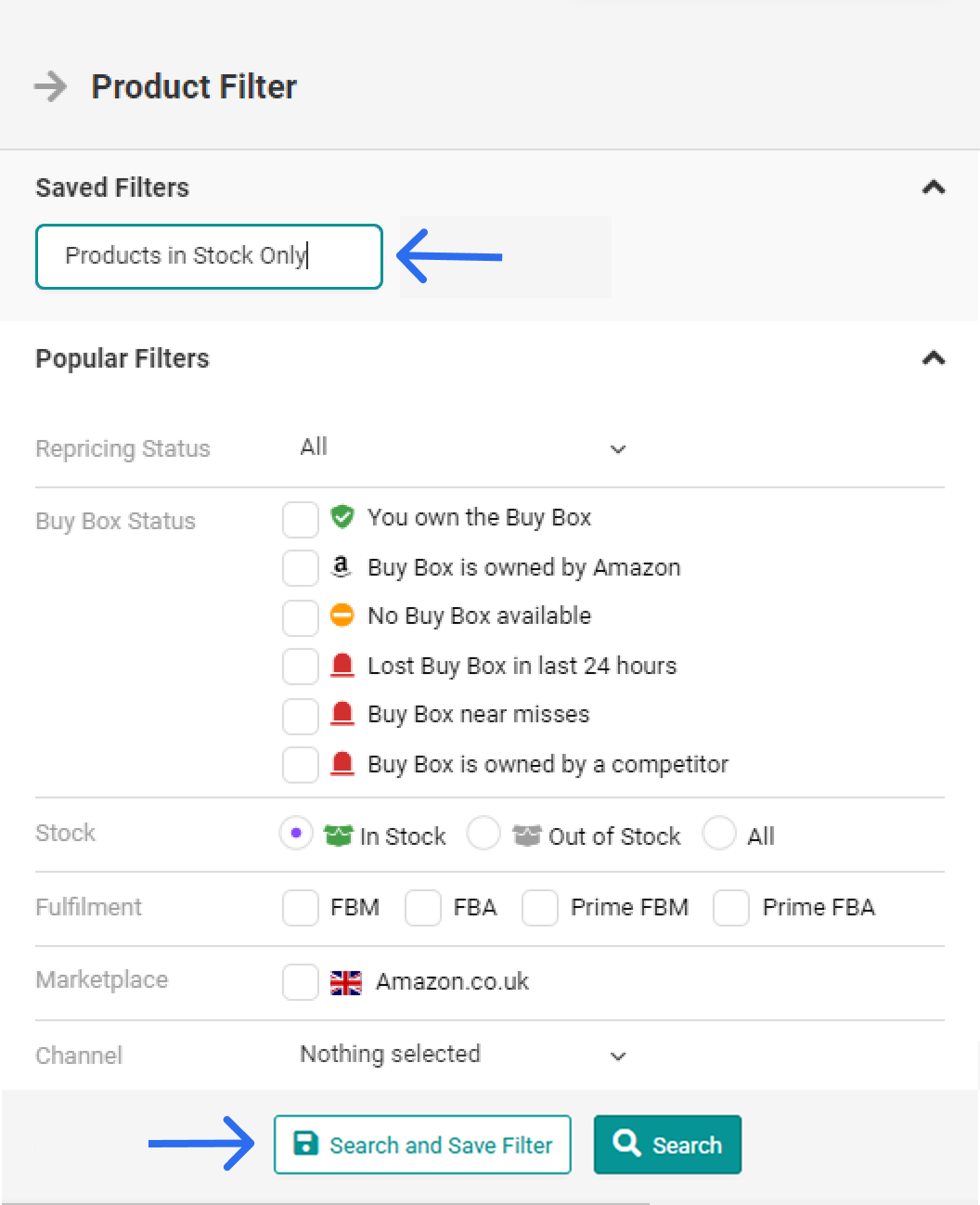 saved filter